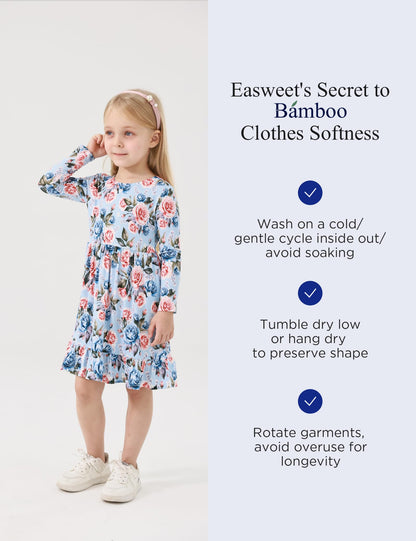 Bamboo Viscose Girls' Long Sleeve Twirl Dress