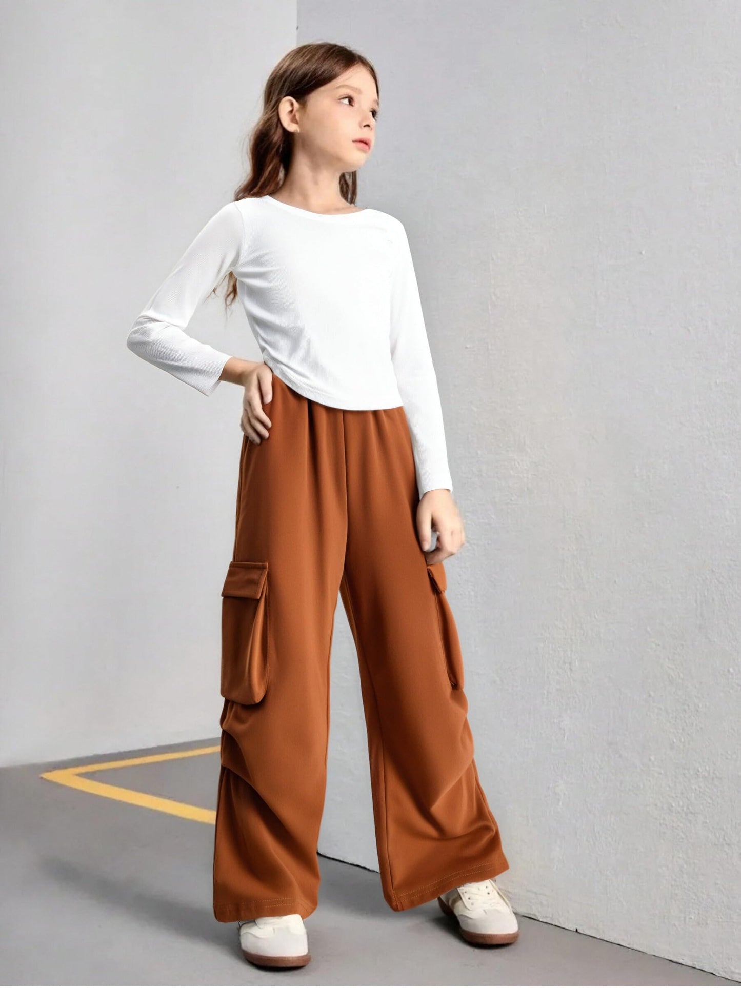 Tween Girls' 2-Piece Long Sleeve Top & Cargo Pants Set