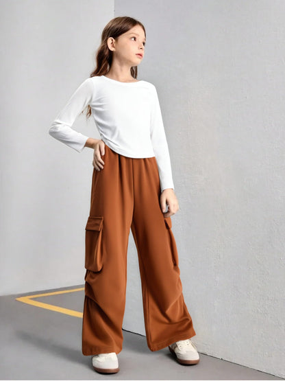 Tween Girls' 2-Piece Long Sleeve Top & Cargo Pants Set