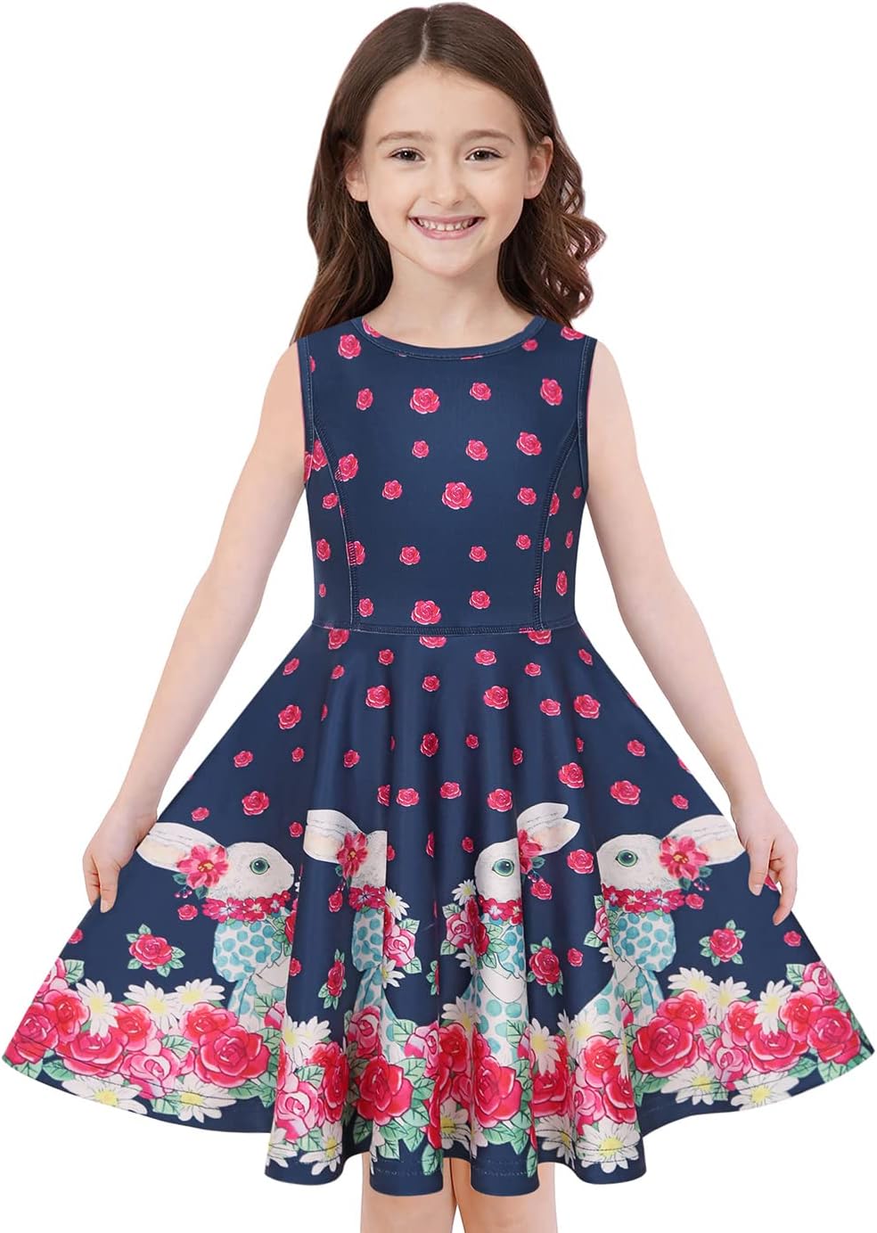 Quedoris Girls' Unicorn Print Twirly Dress