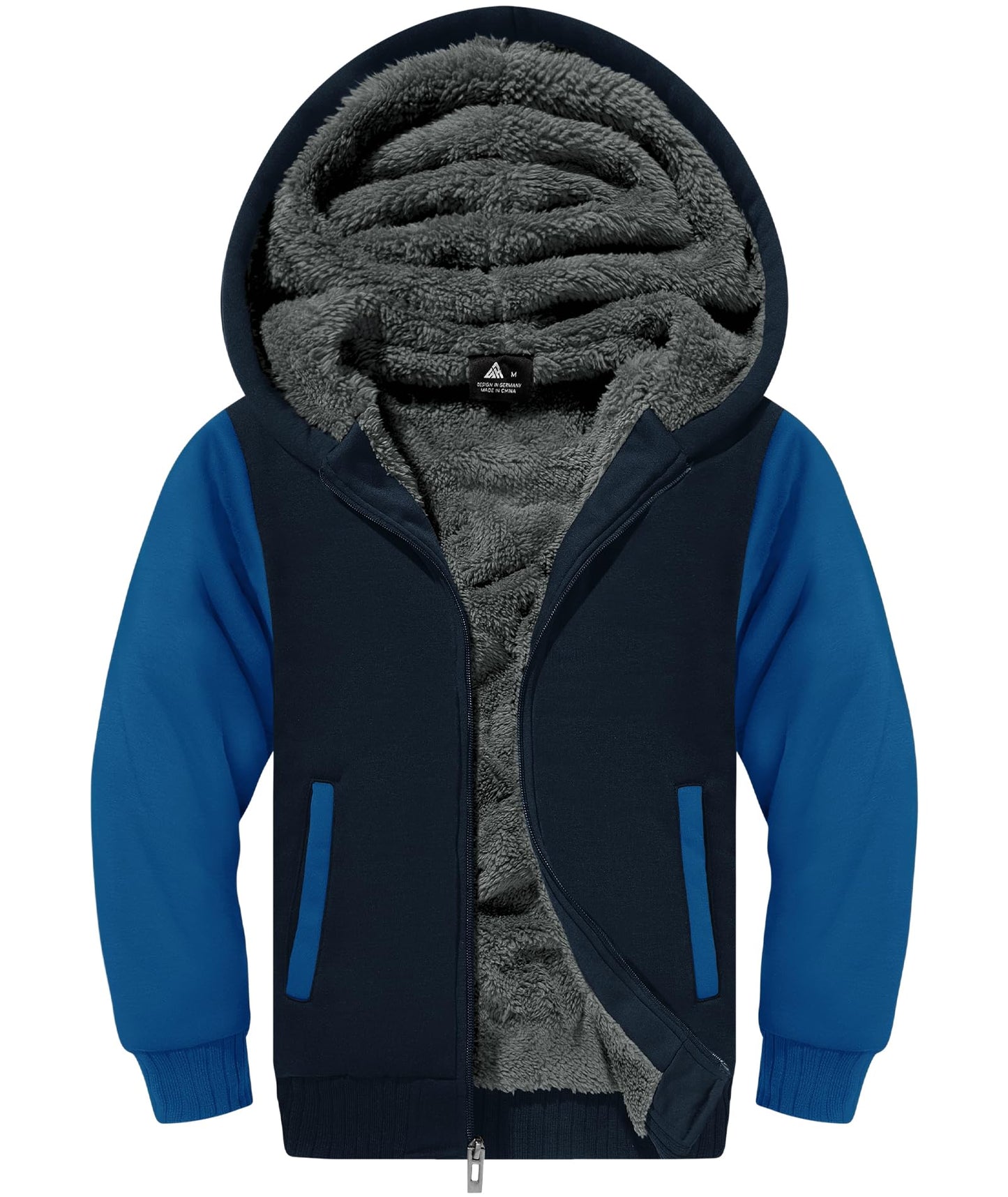 V VALANCH Boys' Sherpa Lined Zip Hoodie
