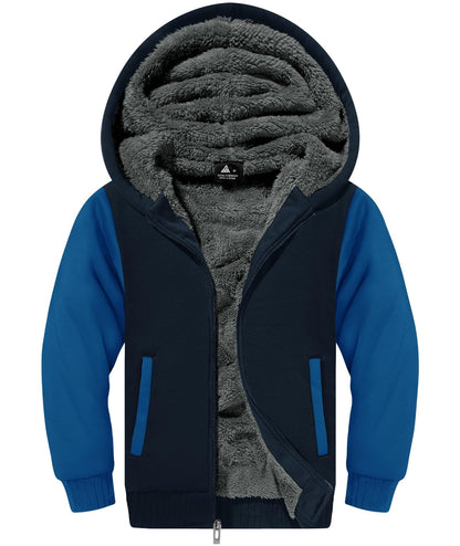 V VALANCH Boys' Sherpa Lined Zip Hoodie