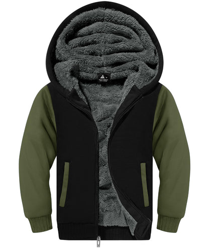 ZITY Boys' Sherpa Lined Zip-Up Hoodie