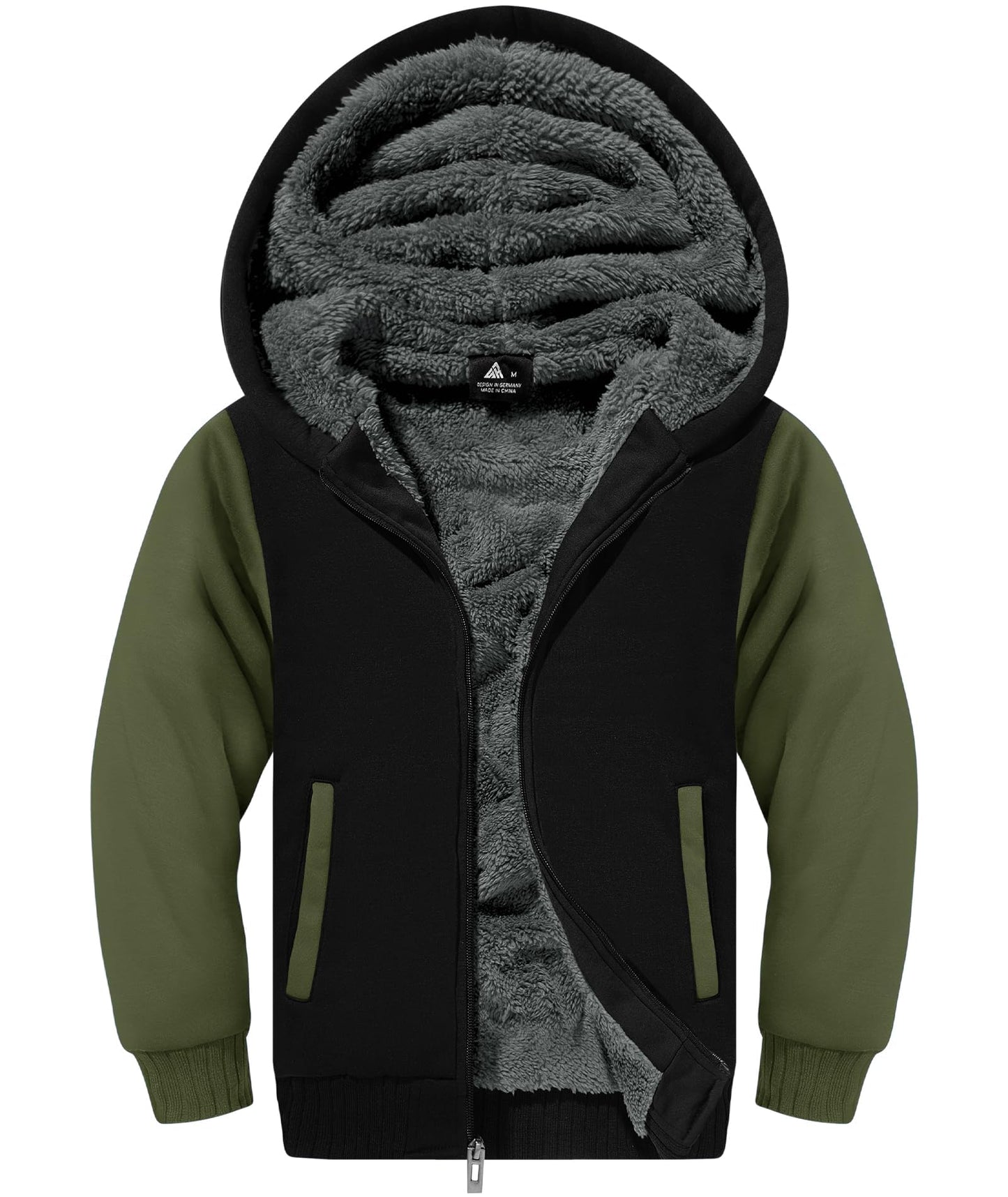 ZITY Boys' Sherpa Lined Zip-Up Hoodie