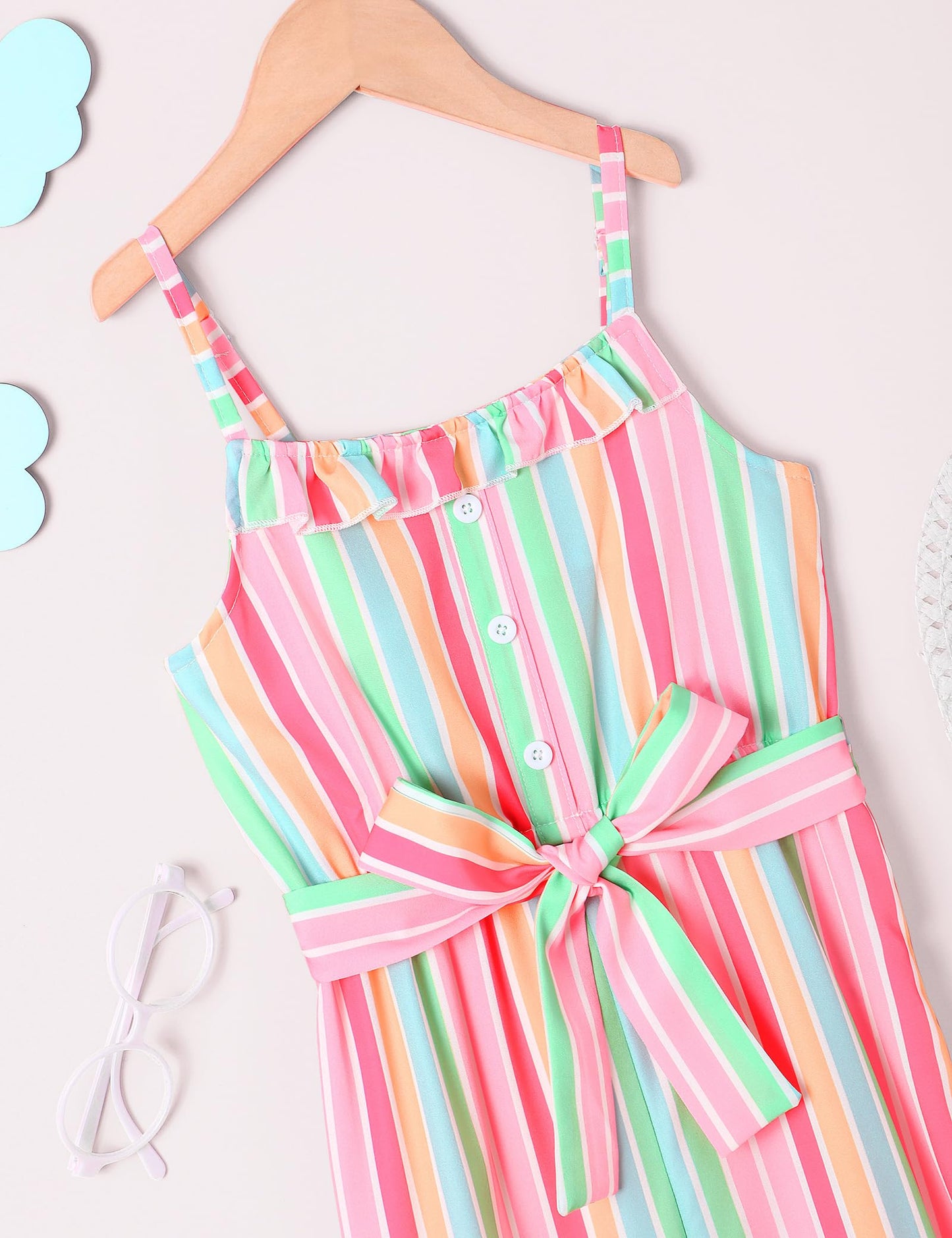 Crazyme Girls Striped Sleeveless Jumpsuit
