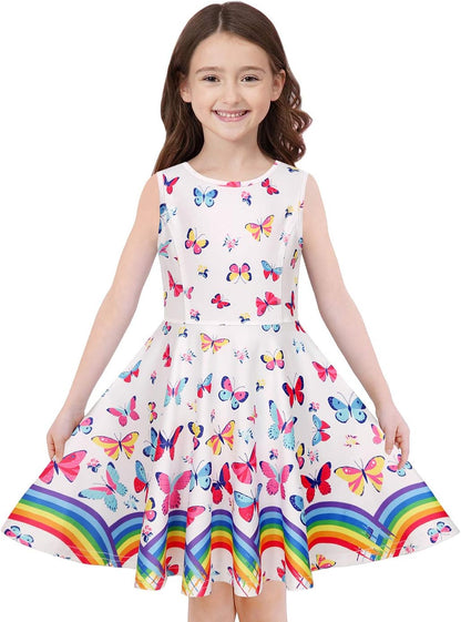 Quedoris Girls' Unicorn Print Twirly Dress