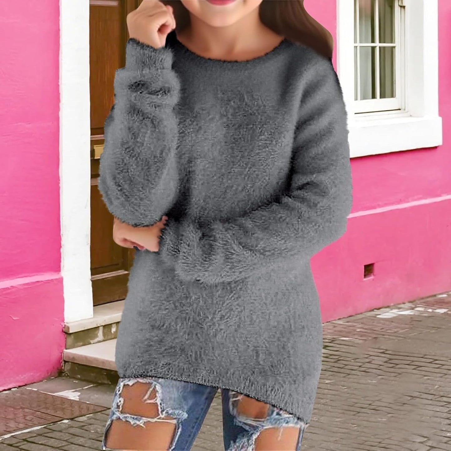 Girls' Lightweight Cozy Pullover Sweater