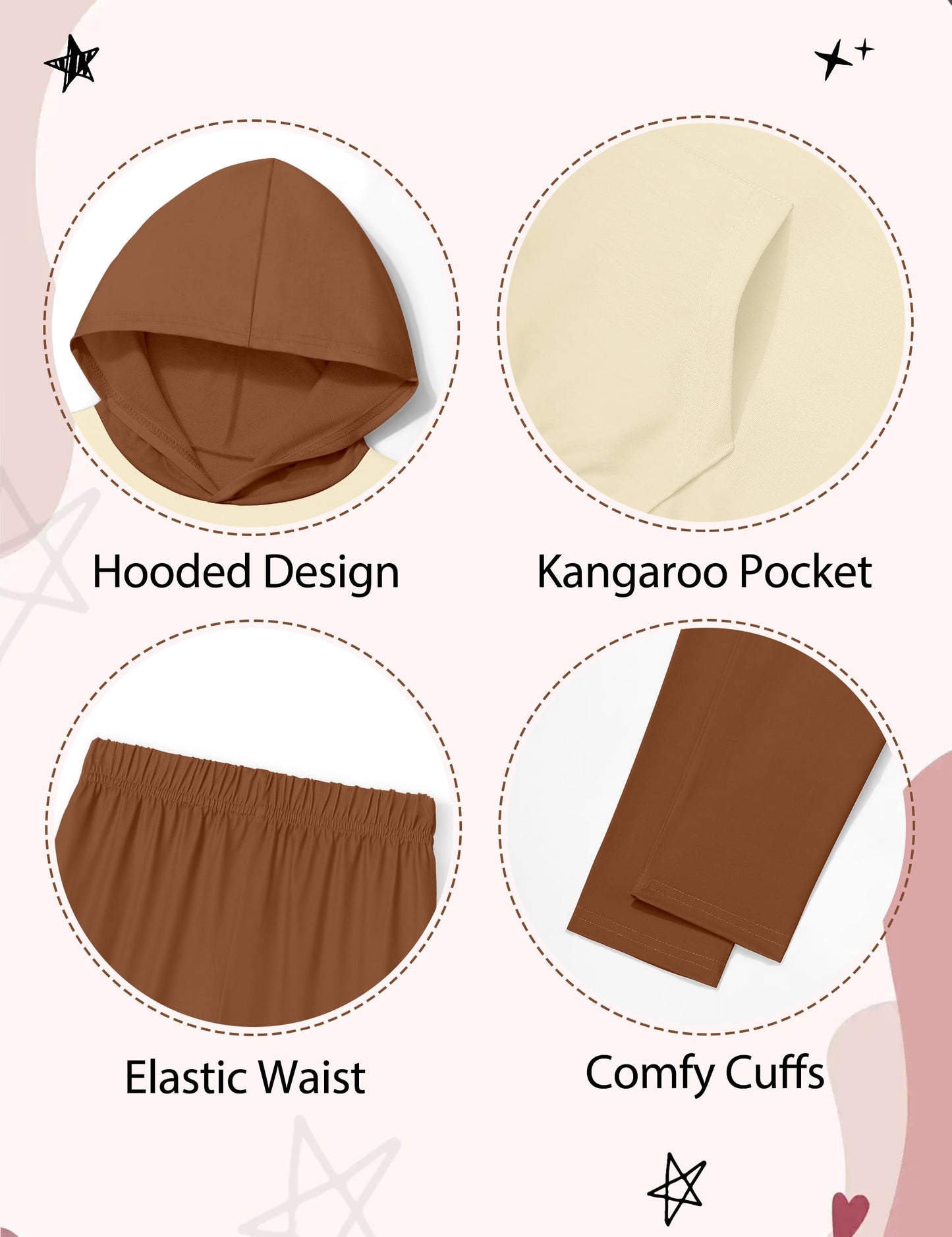 NECIOUS Girls' 2-Piece Hoodie & Leggings Set