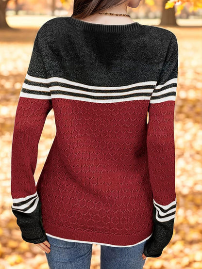 Girls' Color Block Striped Sweater