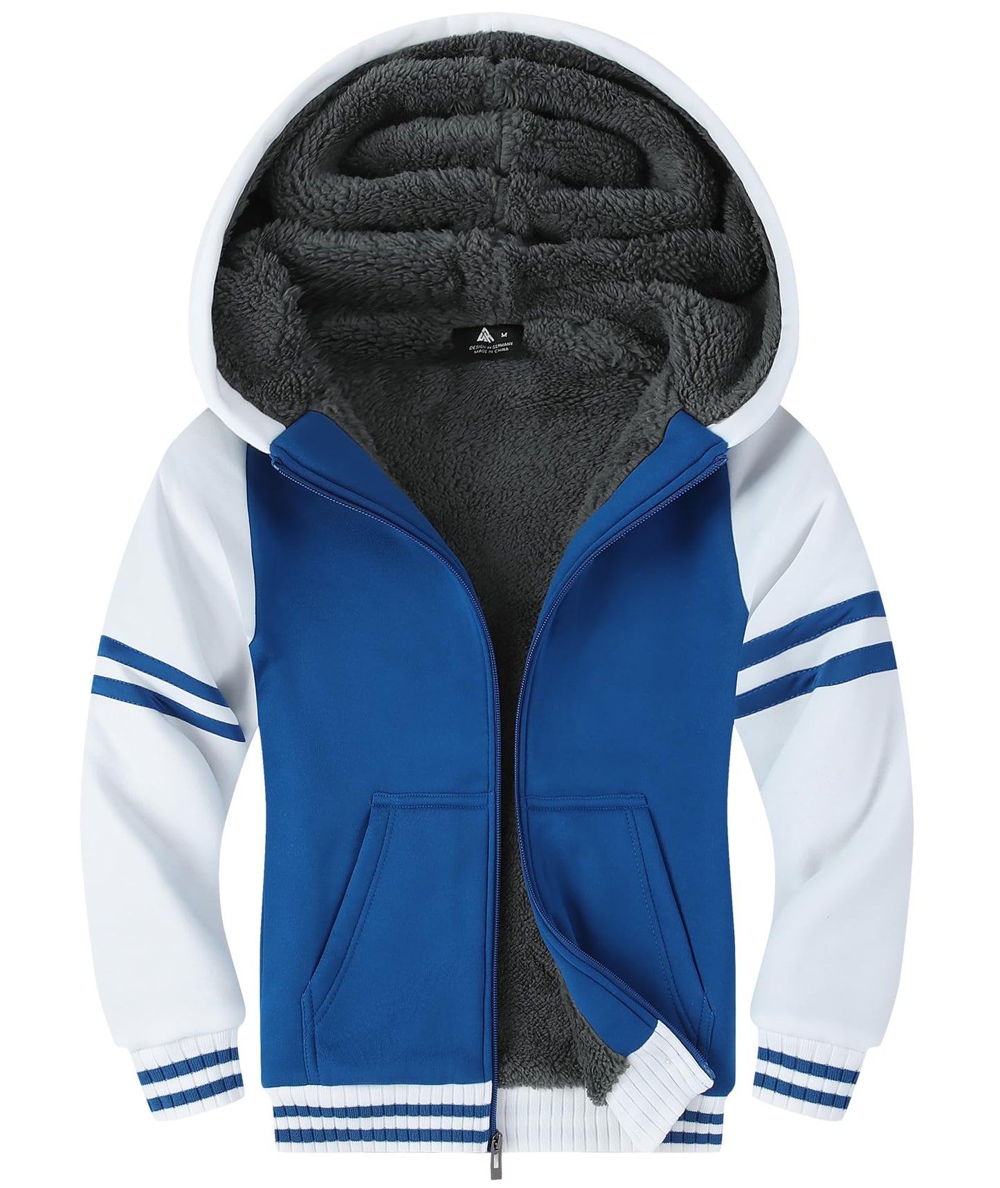 V VALANCH Boys' Sherpa Lined Zip Hoodie