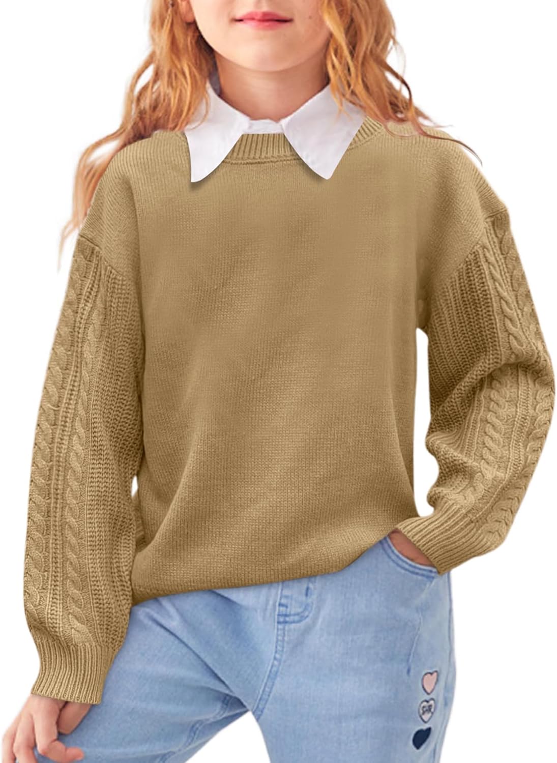 Girls' Crewneck Chunky Knit Sweater