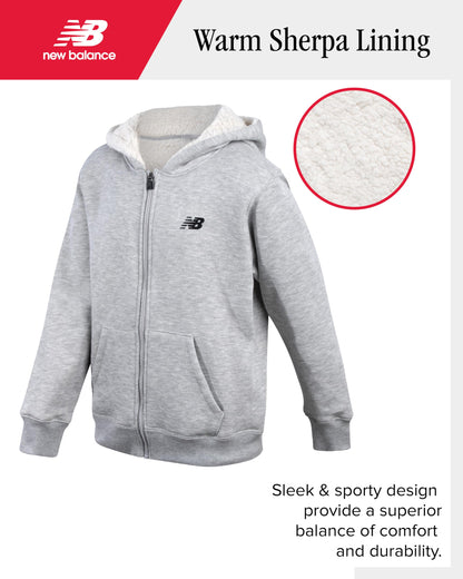 New Balance Boys' Sherpa-Lined Zip Hoodie