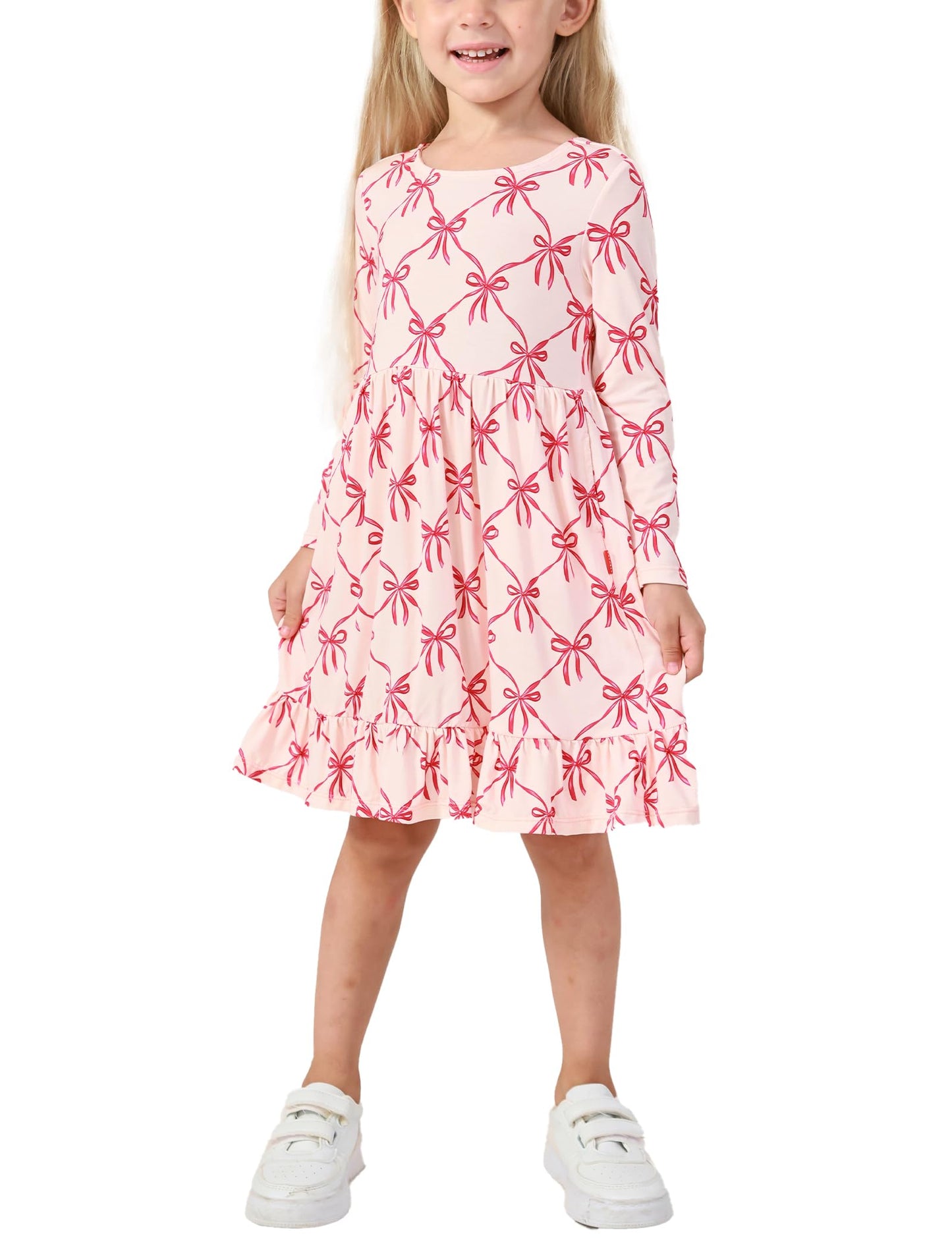 Bamboo Viscose Girls' Long Sleeve Twirl Dress