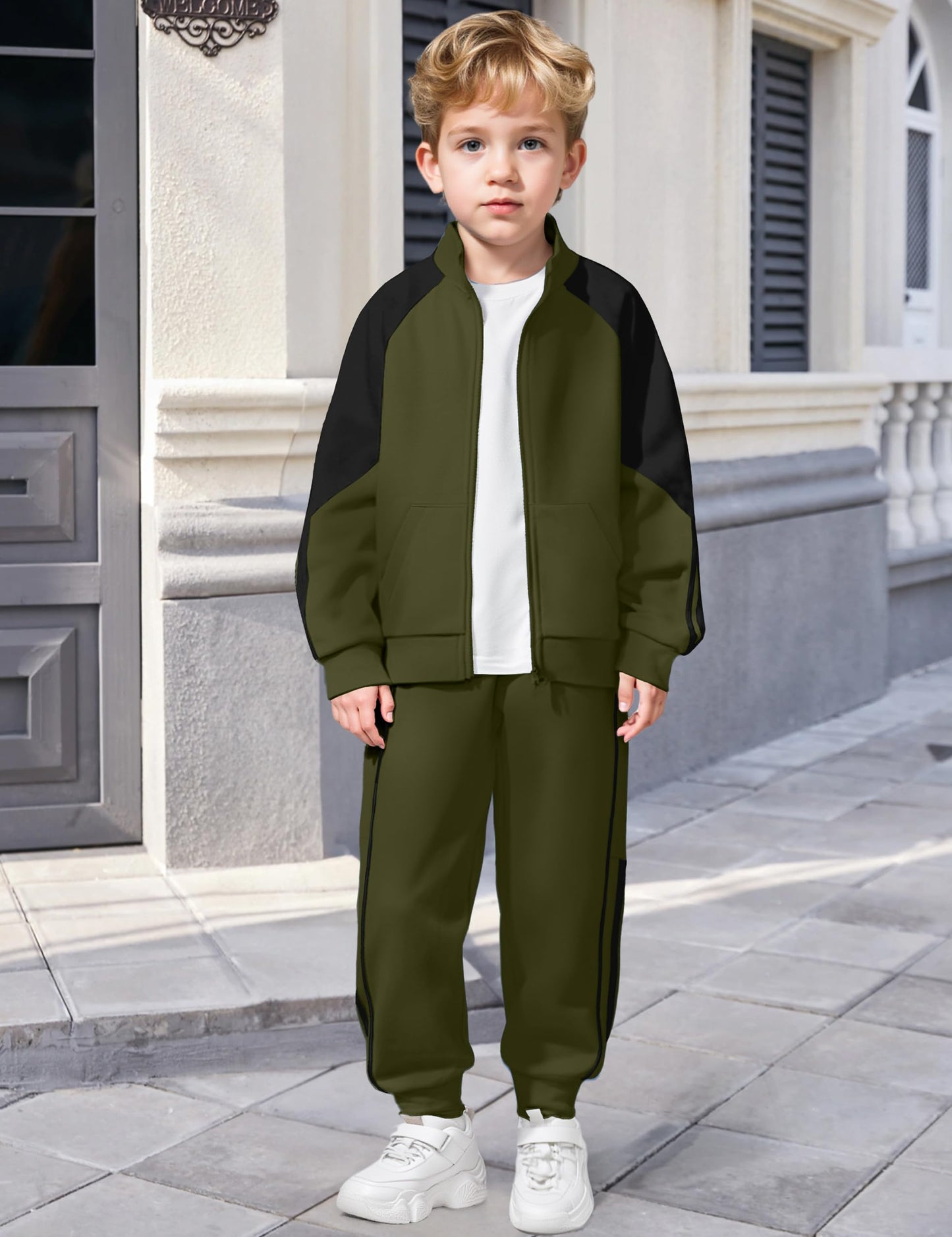 NECIOUS Boys' Zip-Up Jacket & Sweatpants Set
