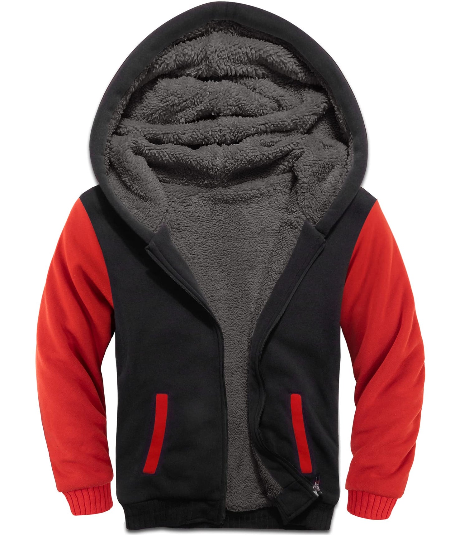 V VALANCH Boys' Sherpa Lined Zip Hoodie