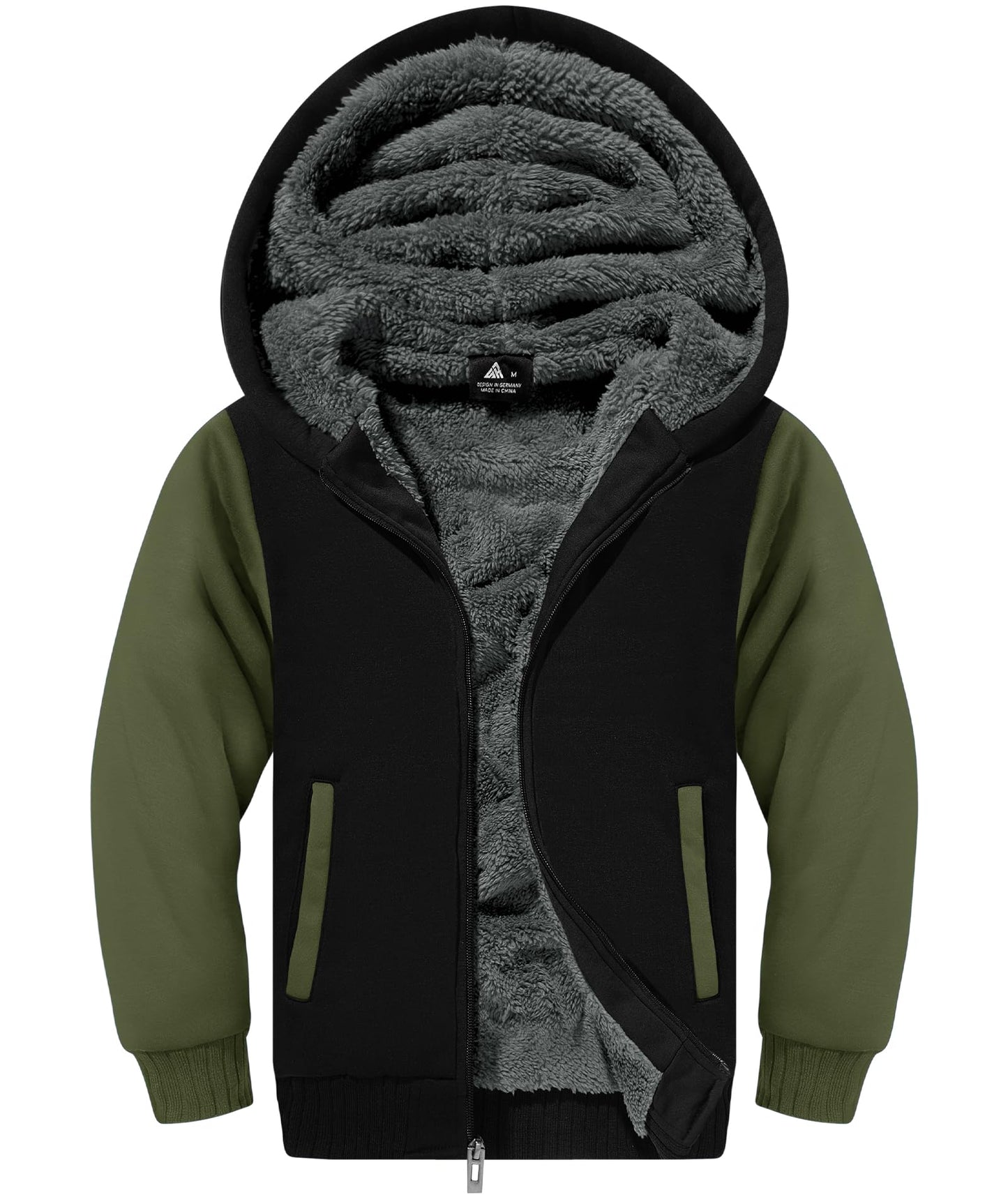 V VALANCH Boys' Sherpa Lined Zip Hoodie