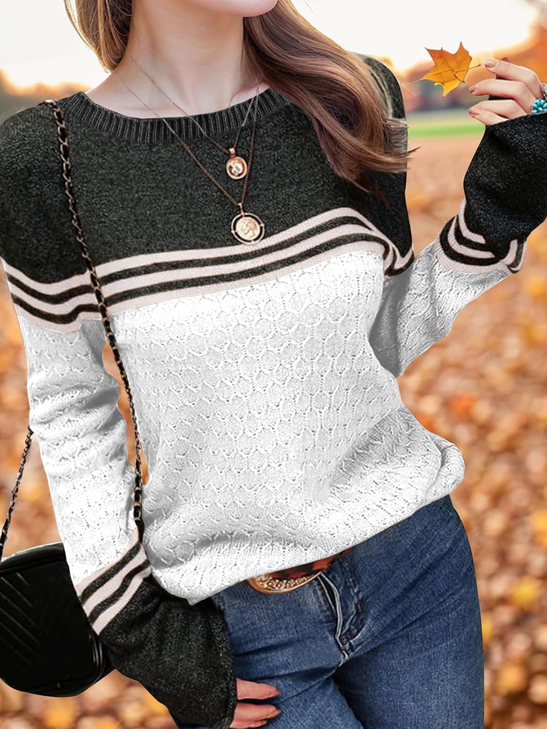 Girls' Color Block Striped Sweater
