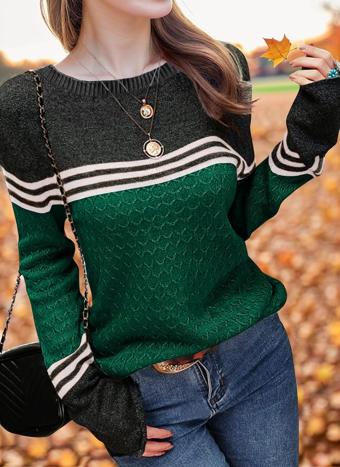 Girls' Color Block Striped Sweater