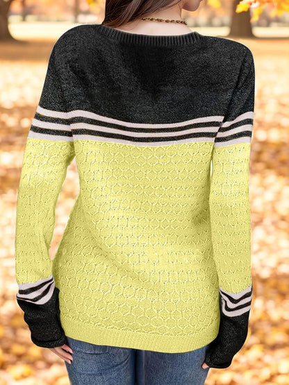 Girls' Color Block Striped Sweater