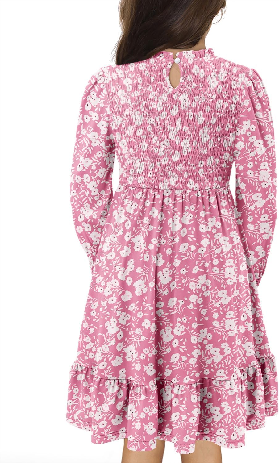 Yoklass Girls' Smocked Puff Sleeve Dress