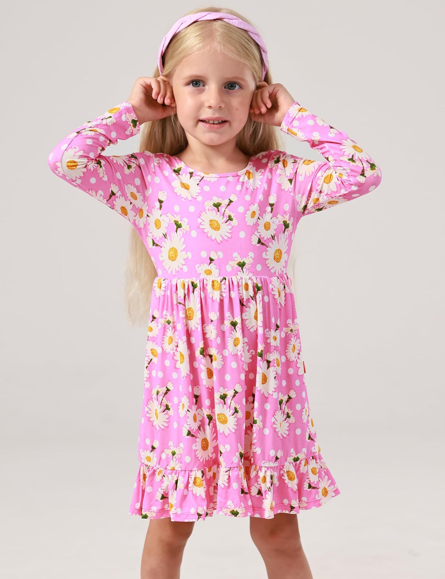 Bamboo Viscose Girls' Long Sleeve Twirl Dress