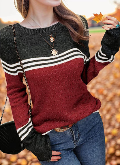 Girls' Color Block Striped Sweater