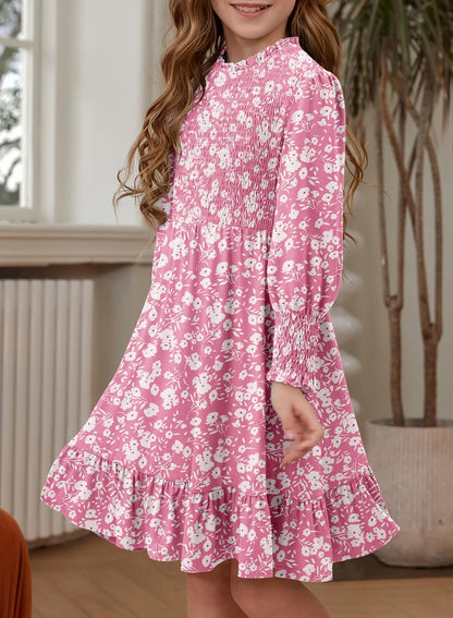 Yoklass Girls' Smocked Puff Sleeve Dress
