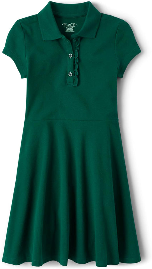 The Children's Place Girls' Short Sleeve Ruffle Polo Dress