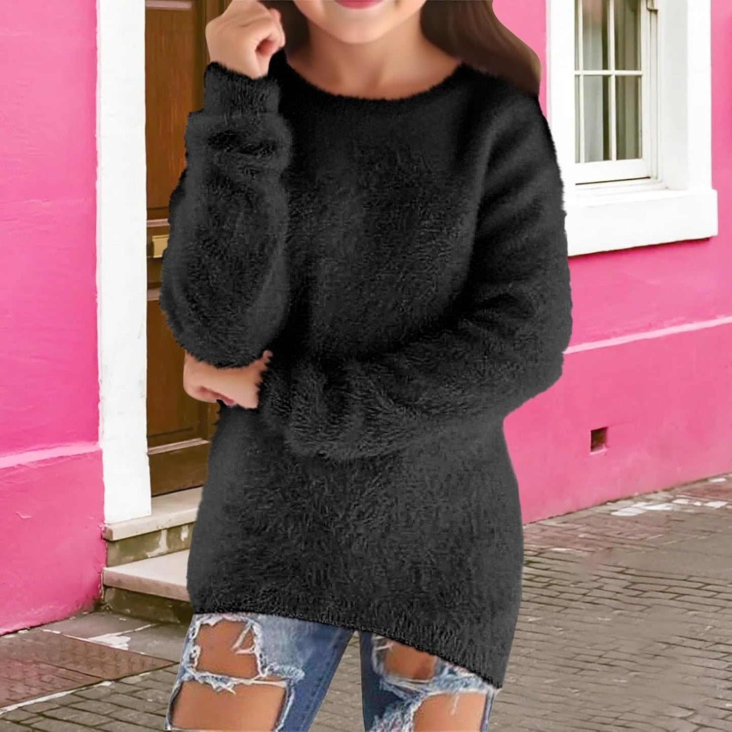 Girls' Lightweight Cozy Pullover Sweater