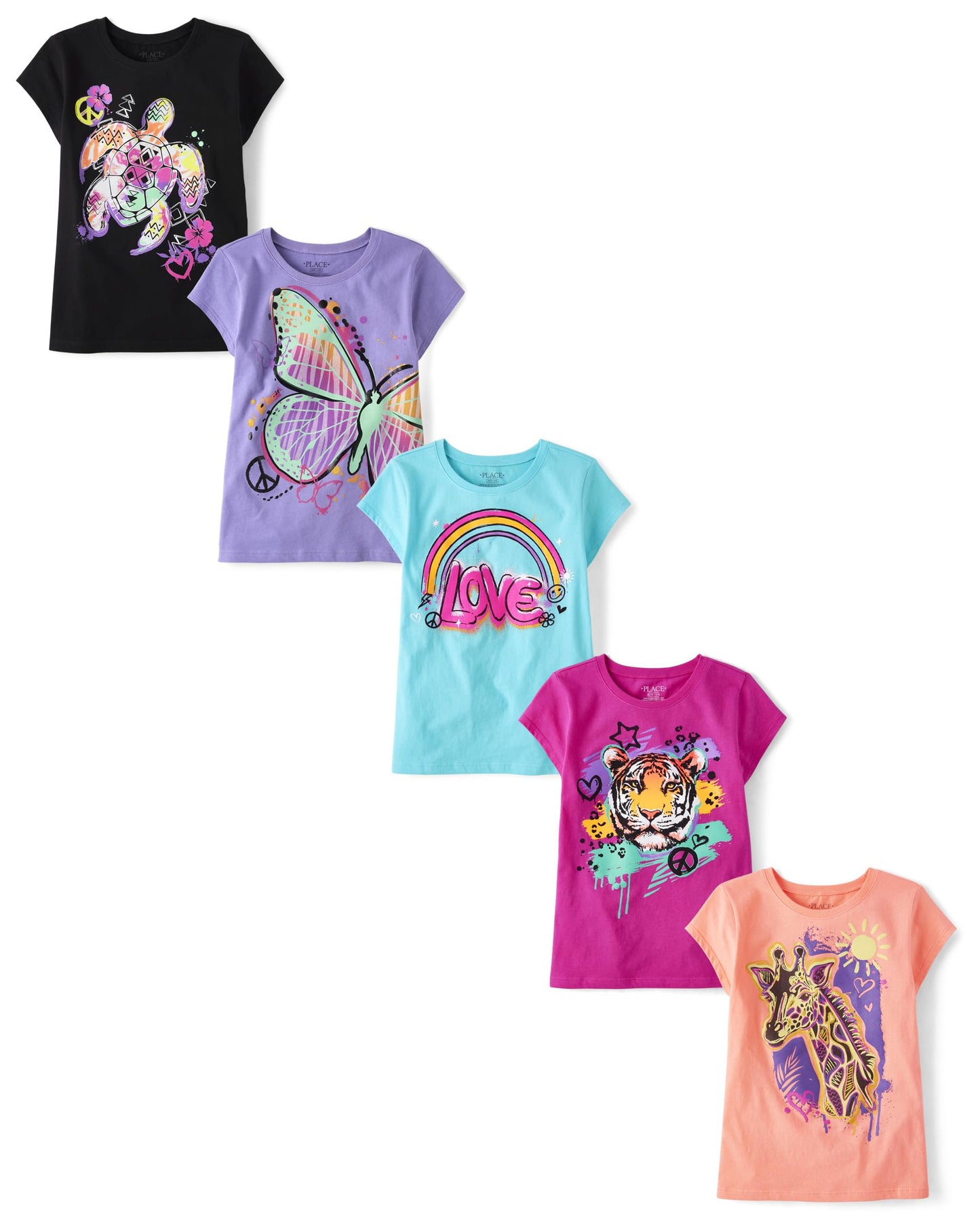 The Children's Place Girls' 5-Pack Graphic T-Shirts
