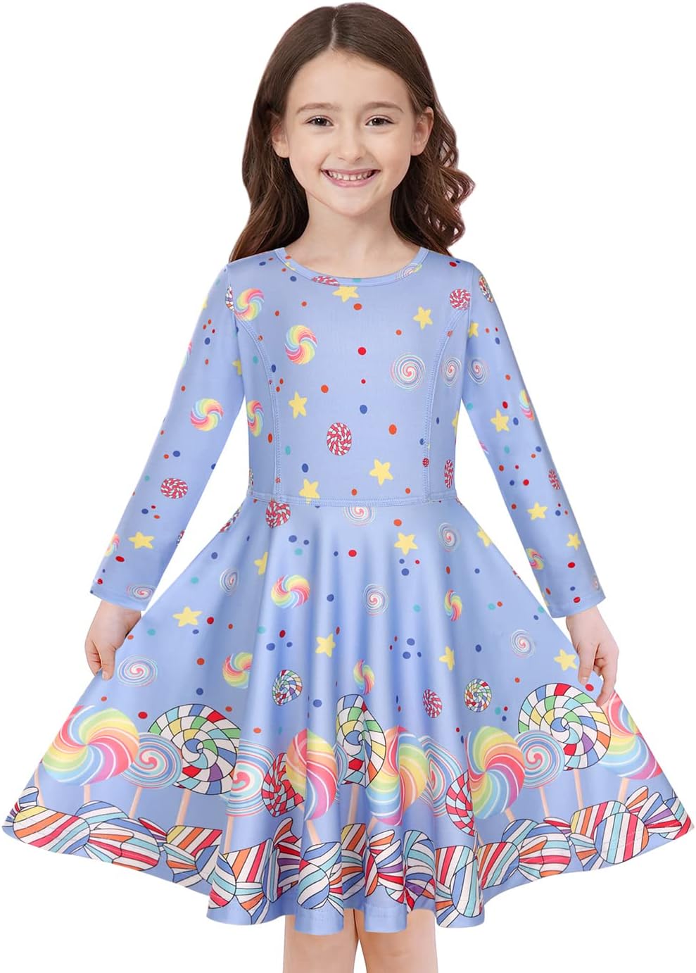 Quedoris Girls' Unicorn Print Twirly Dress