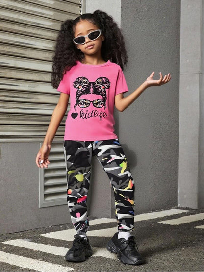 Toddler Girls' 2-Piece Top & Camo Pants Set