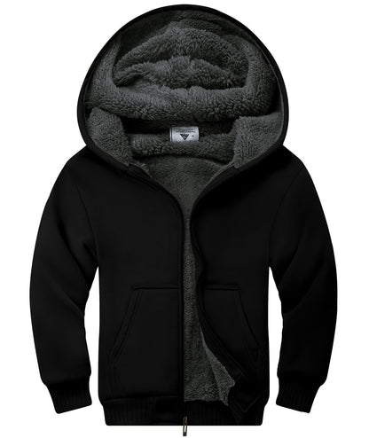 ZITY Boys' Sherpa Lined Zip-Up Hoodie