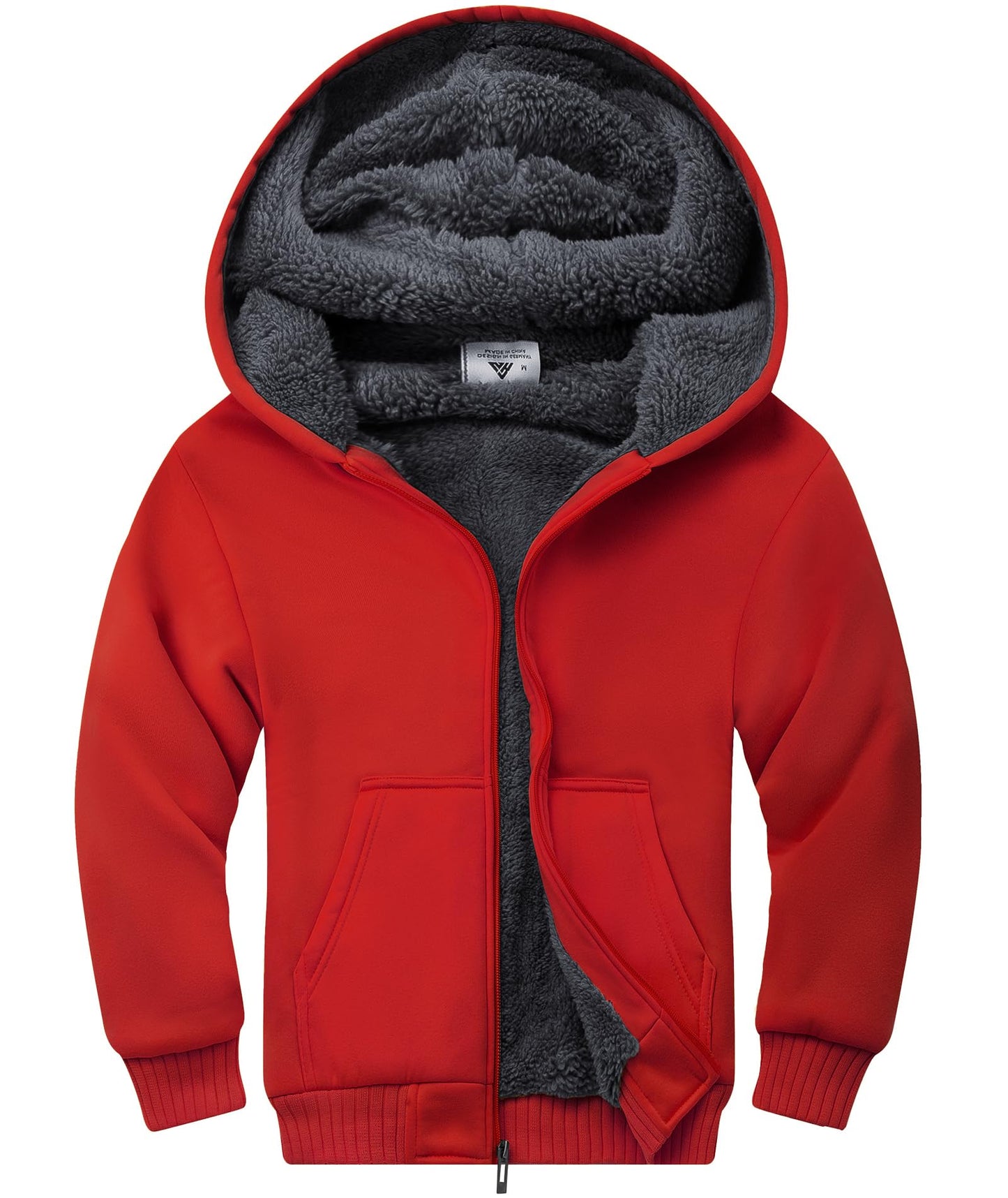 ZITY Boys' Sherpa Lined Zip-Up Hoodie