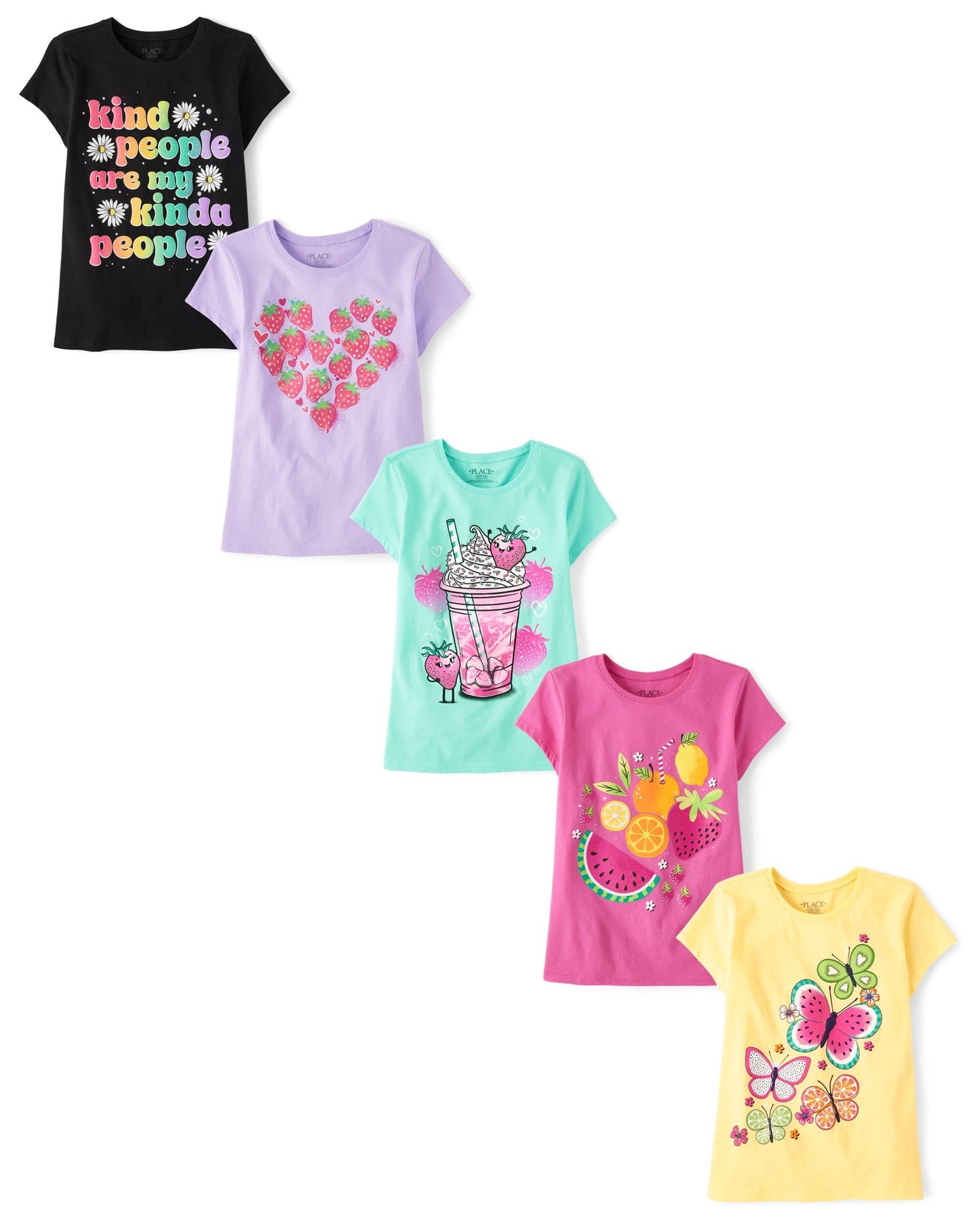 The Children's Place Girls' 5-Pack Graphic T-Shirts