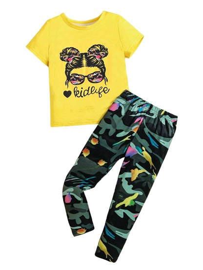 Toddler Girls' 2-Piece Top & Camo Pants Set