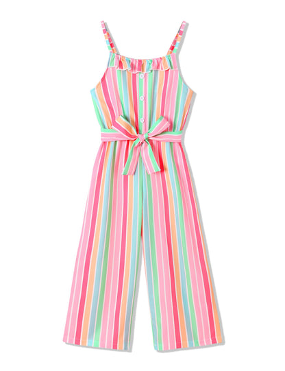 Crazyme Girls Striped Sleeveless Jumpsuit
