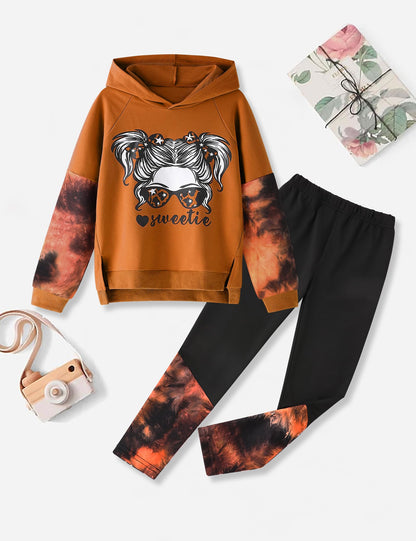 Girls' 2-Piece Tie Dye Hoodie & Leggings Set