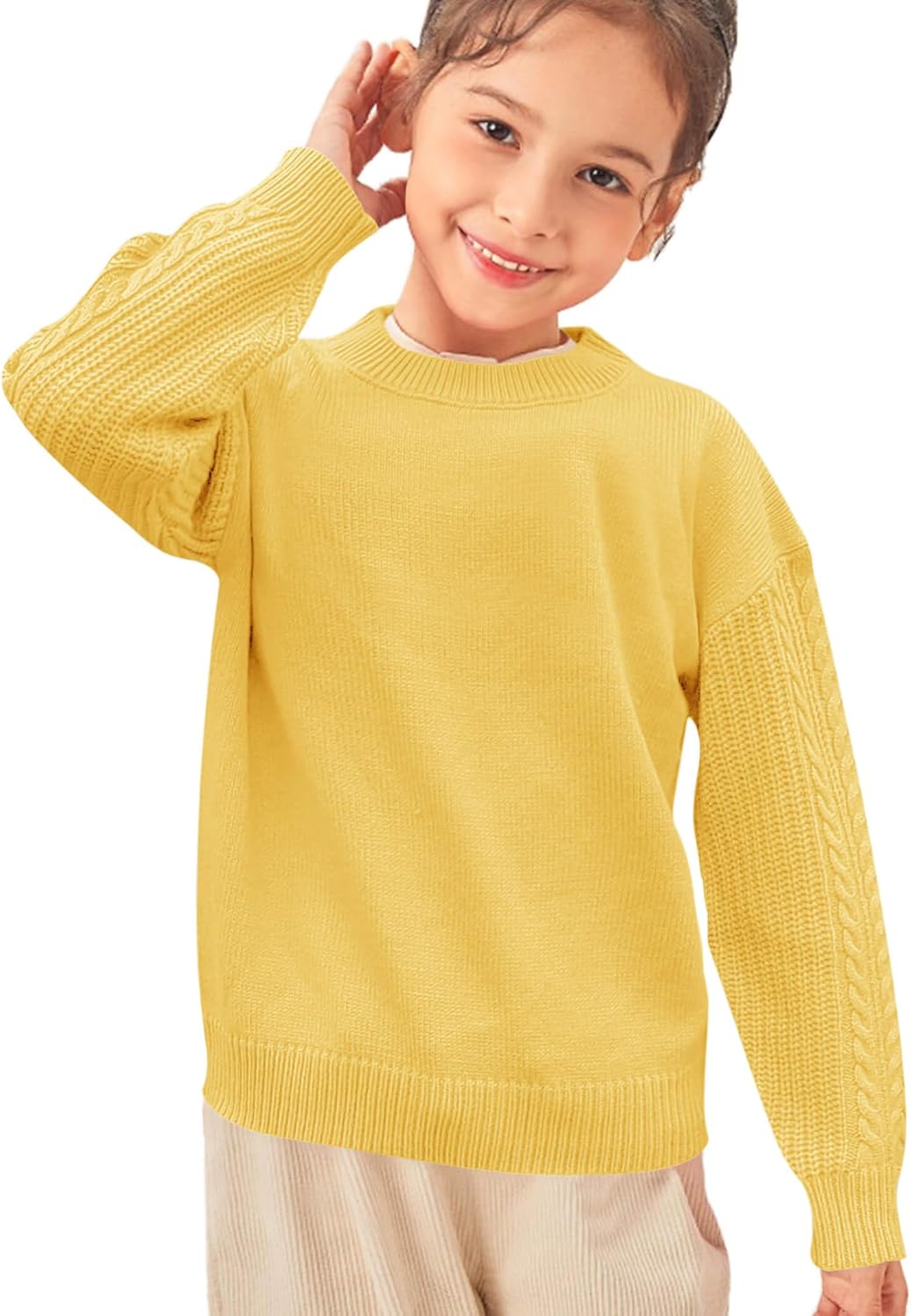 Girls' Crewneck Chunky Knit Sweater