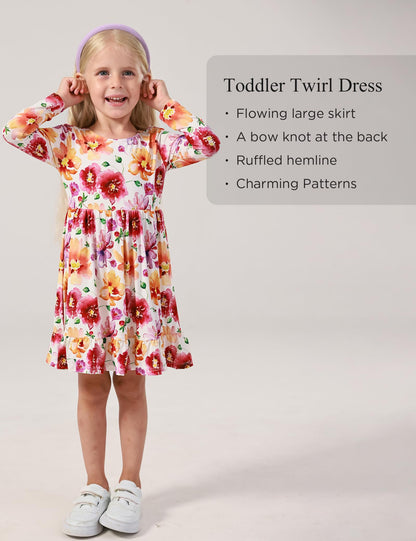 Bamboo Viscose Girls' Long Sleeve Twirl Dress