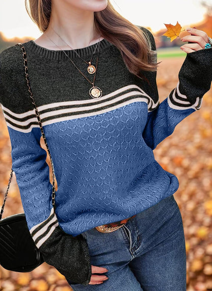 Girls' Color Block Striped Sweater