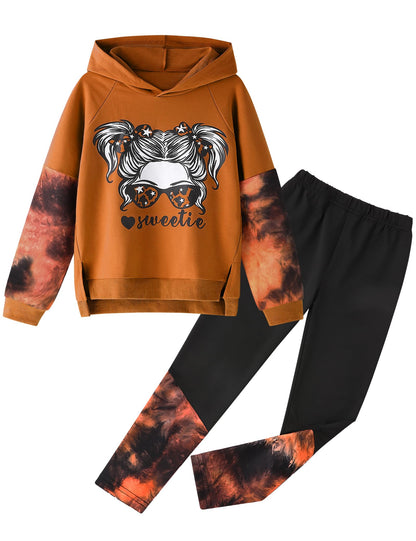 Girls' 2-Piece Tie Dye Hoodie & Leggings Set