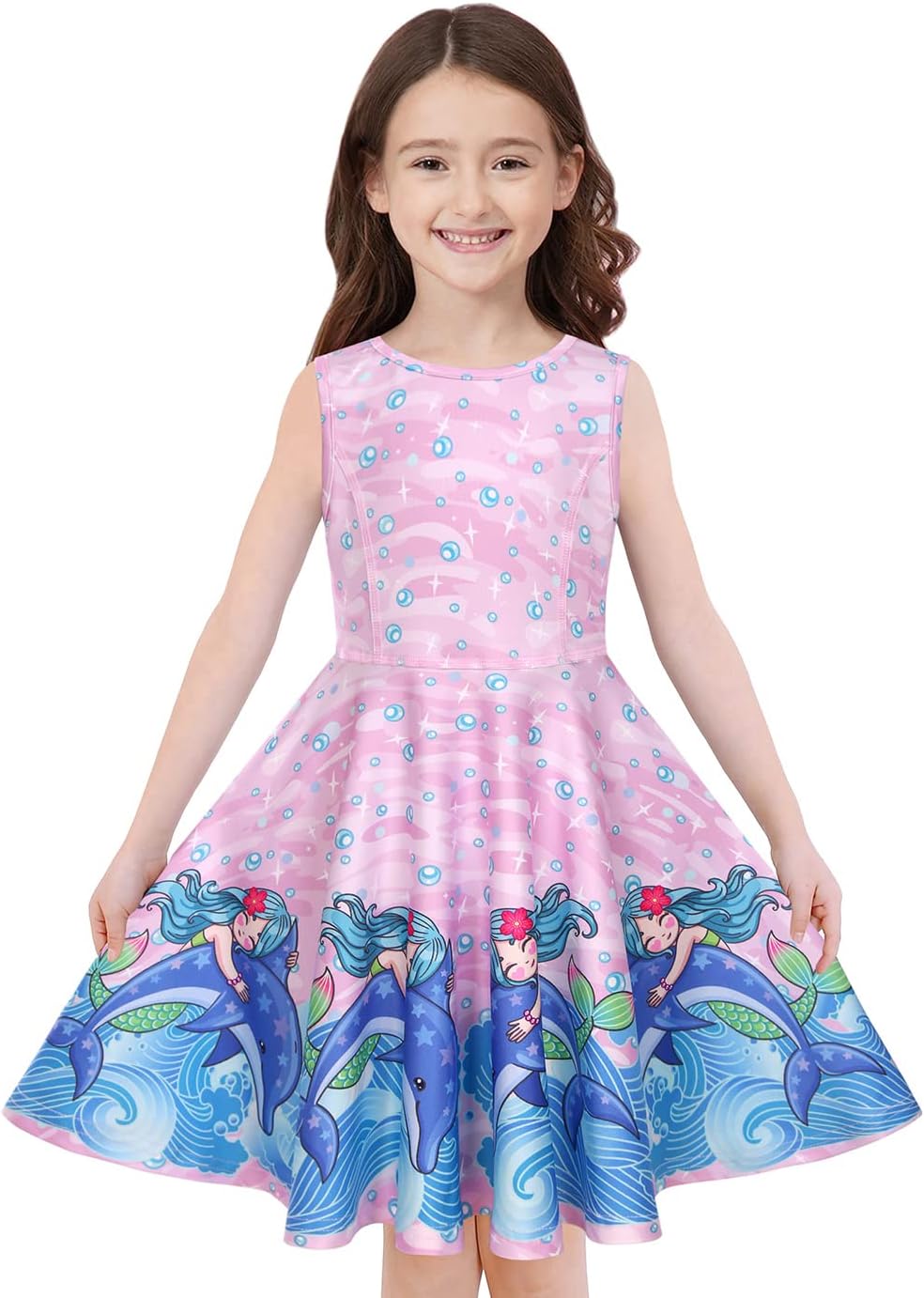 Quedoris Girls' Unicorn Print Twirly Dress