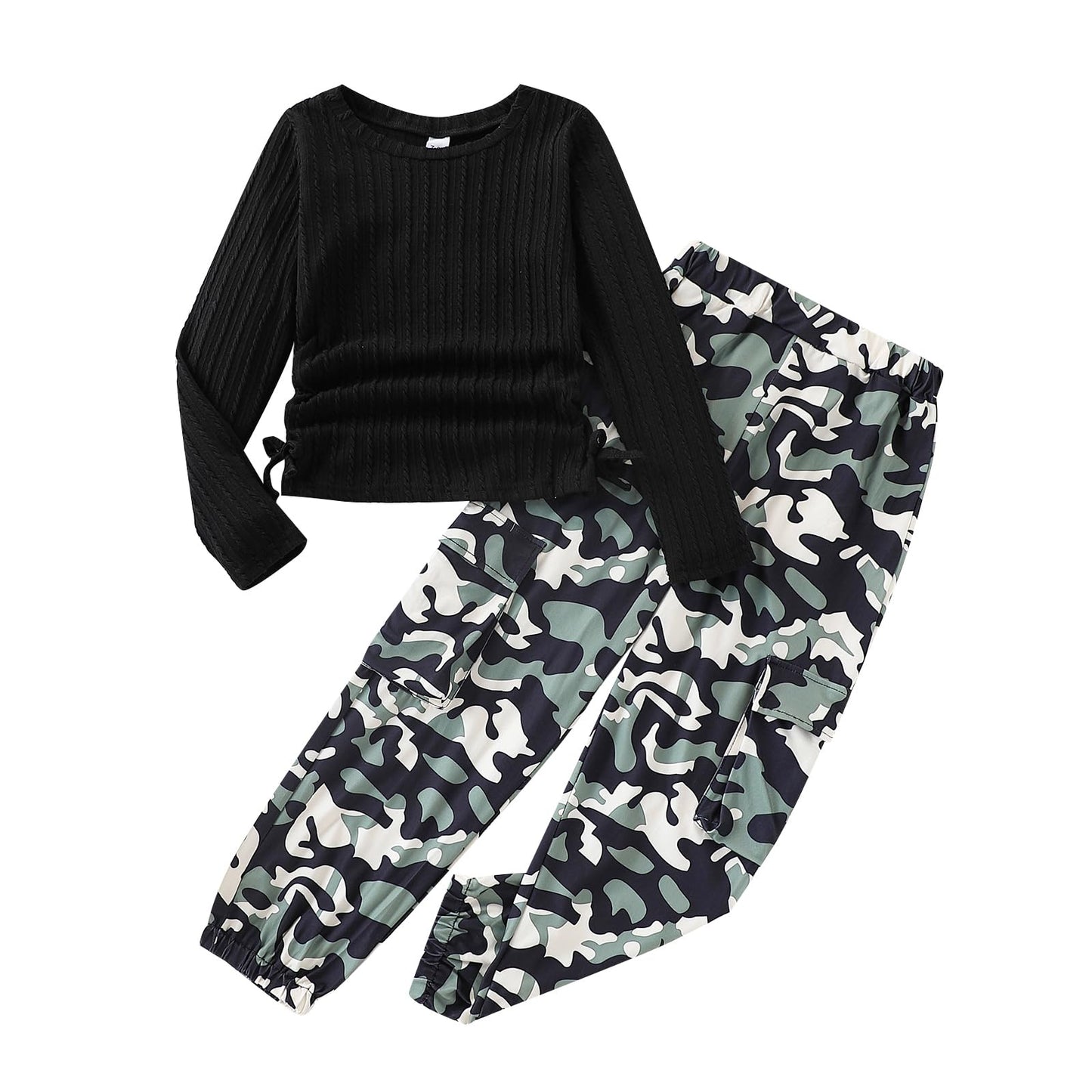 Tween Girls' 2-Piece Long Sleeve Top & Cargo Pants Set