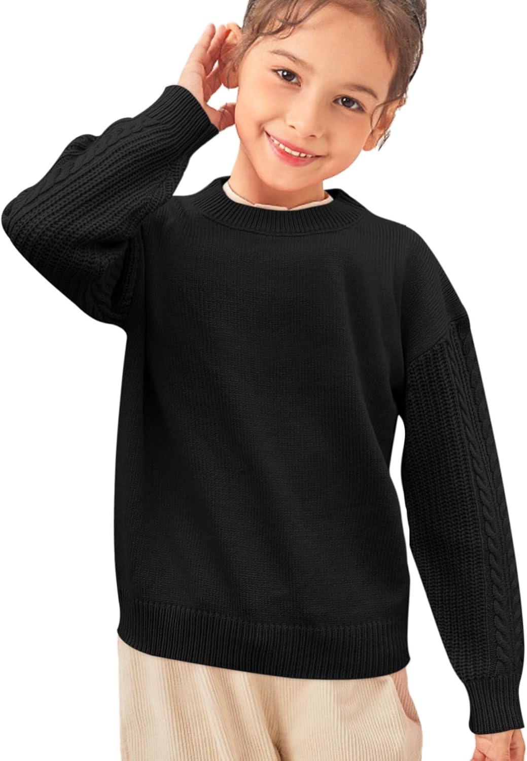 Girls' Crewneck Chunky Knit Sweater