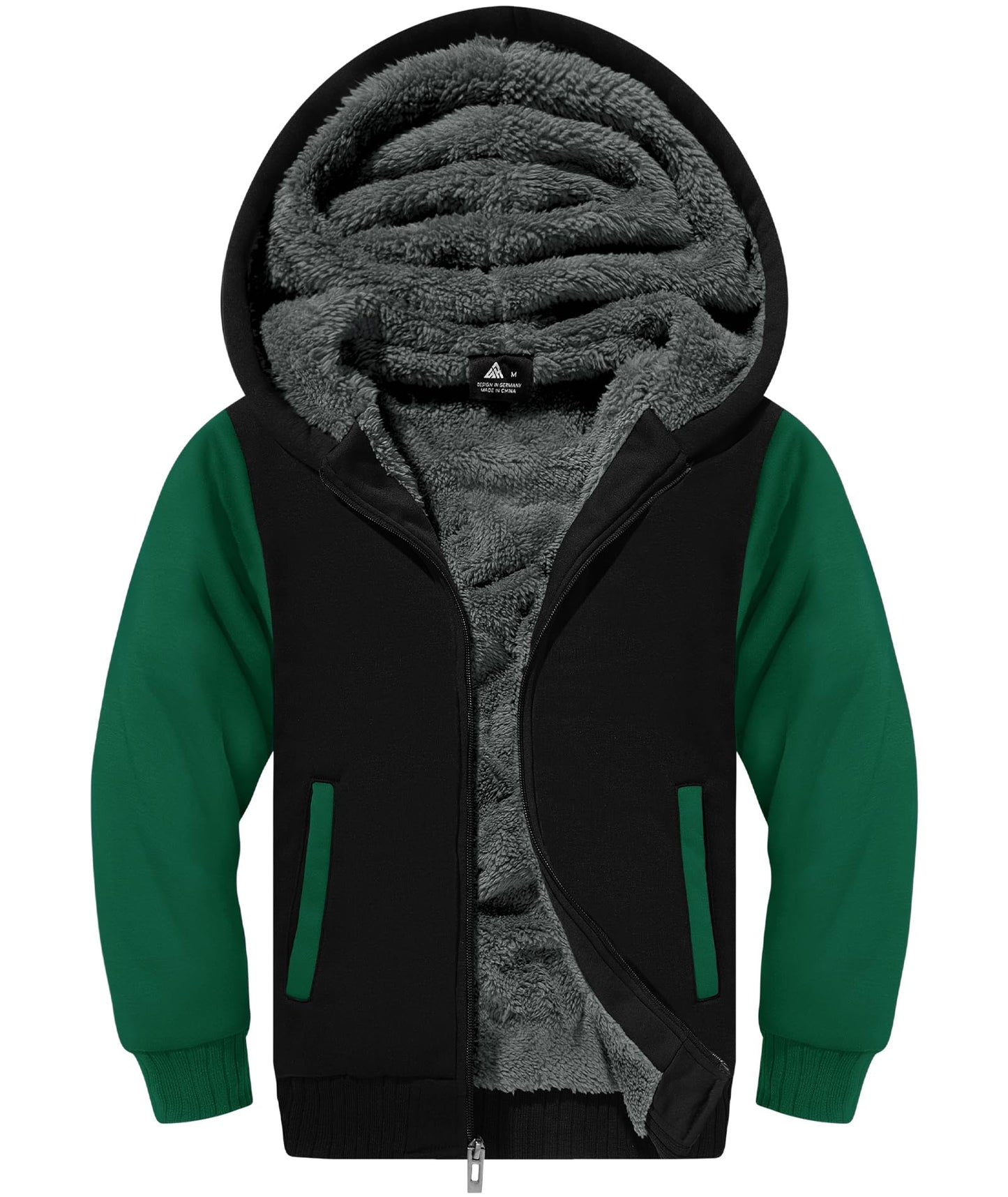 V VALANCH Boys' Sherpa Lined Zip Hoodie