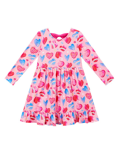 Bamboo Viscose Girls' Long Sleeve Twirl Dress