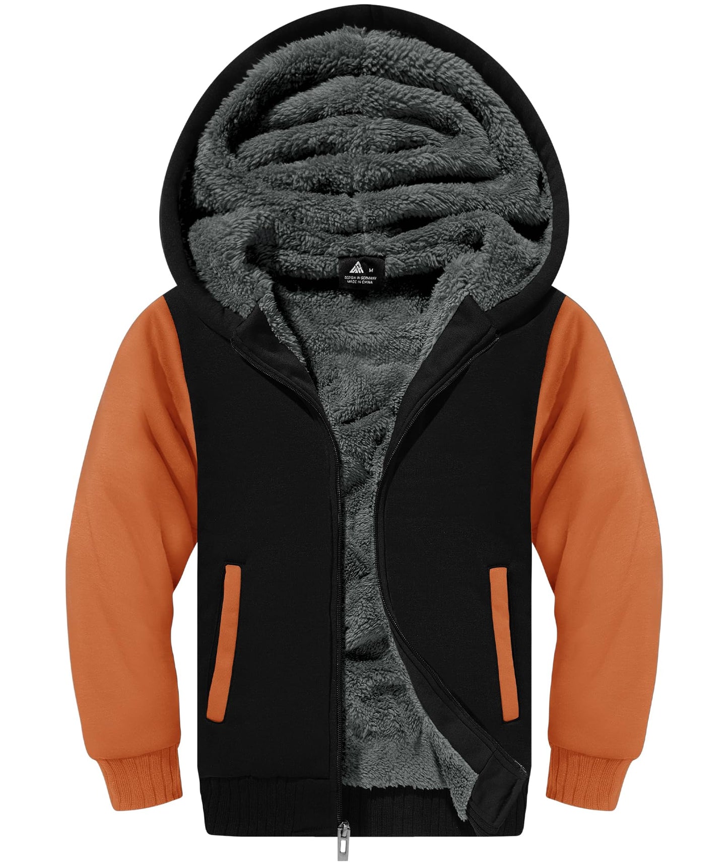 V VALANCH Boys' Sherpa Lined Zip Hoodie