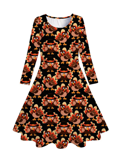 Funnycokid Girls' Butterfly & Mermaid Long Sleeve Dress
