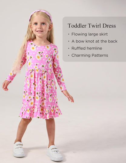 Bamboo Viscose Girls' Long Sleeve Twirl Dress